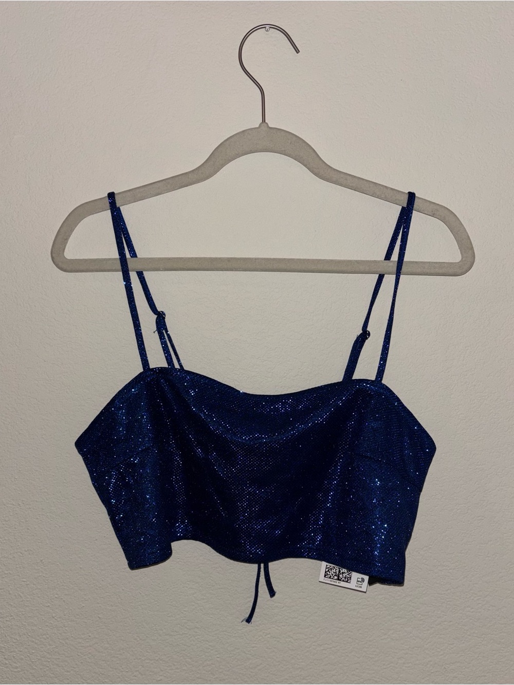 H&M Sparkle Cowl Crop Top - Royal Blue